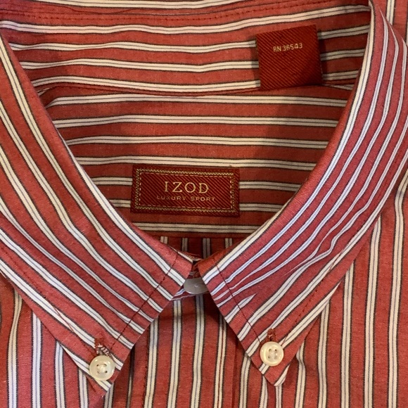 IZod Striped Oxford Red/White - Picture 5 of 7